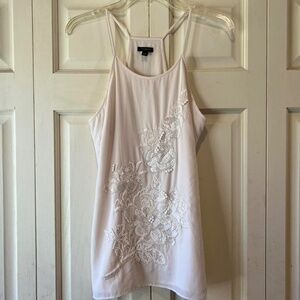 *Like New* Ann Taylor Cream Halter top with Embroidery - Sz XLP